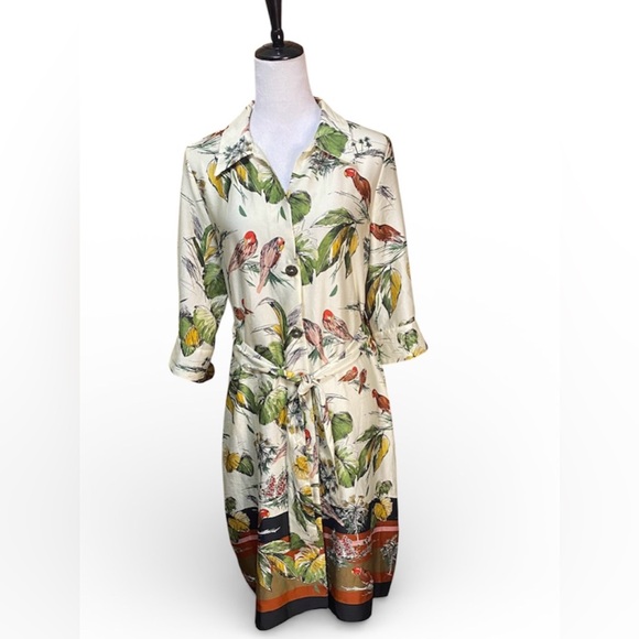 Zara Other - Zara Birds Of Paradise Shirt Dress
